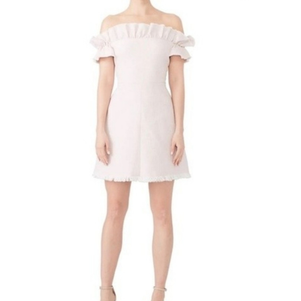 Rebecca Taylor Pink Slub Off-the shoulder Dress Sz. 12